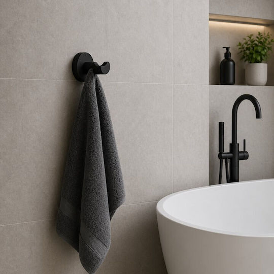 Single Bathroom Hook With Screws 6x6cm Black