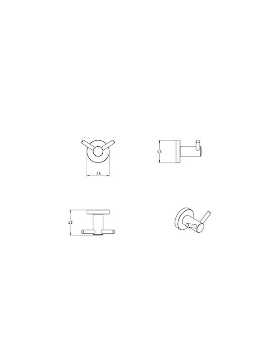 Verdi Sigma Double Wall-Mounted Bathroom Hook Silver