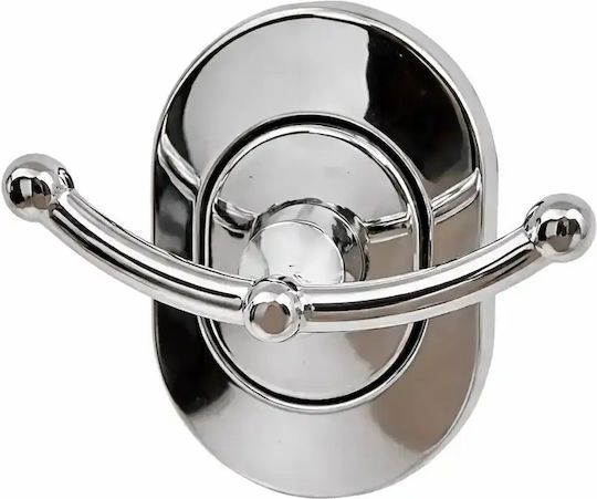 Landsh Άγκιστρο Μπάνιου Διπλό με Βίδες Inox Ασημί