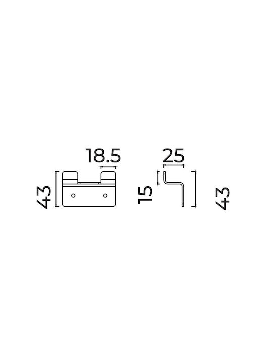 Imex Άγκιστρο Μπάνιου Διπλό με Βίδες ​6.6x4.3cm Ασημί