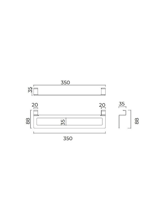 Imex Επιτοίχια με Βίδες ​35x8.8cm Μαύρη