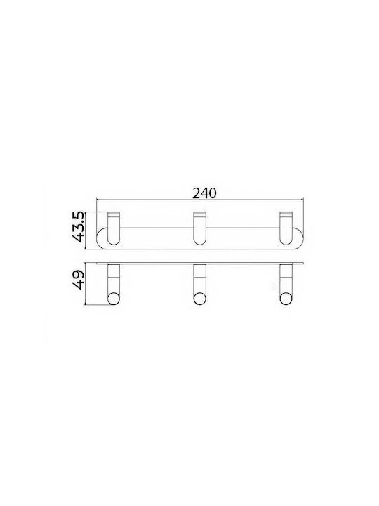 Imex Άγκιστρο Μπάνιου Τριπλό με Βίδες ​24x4.9cm Χρυσό