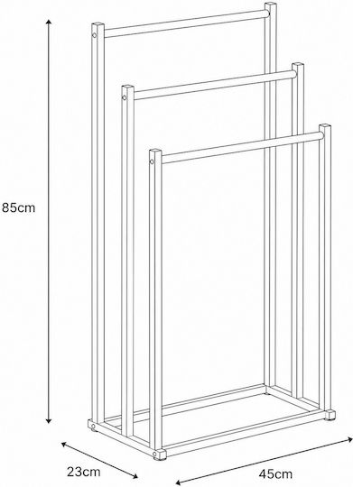 Επιδαπέδια Κρεμάστρα 3 Θέσεων Μεταλλική Bamboo 45x23x85cm White Natural Mrshome Df-0030000