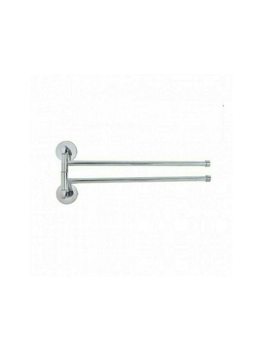 17751 Doppel Wandhalterung Badezimmerhaken mit Schrauben 34x18cm Silber