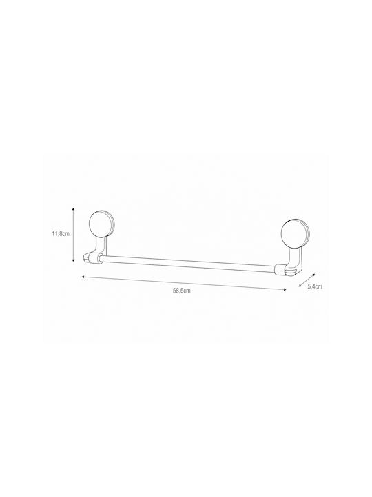 Bathroom Hanger Stainless Steel ABS 2 Suction Cups 58.5x5.4x11.8cm White Inox Mrshome Df-0083000