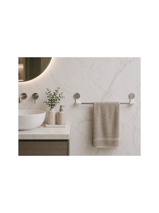 Bathroom Hanger Stainless Steel ABS 2 Suction Cups 58.5x5.4x11.8cm White Inox Mrshome Df-0083000