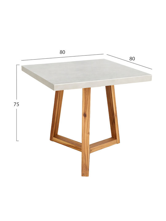Fiber Quadratischer Esszimmertisch mit Betonoberfläche Beige 80x80x75cm