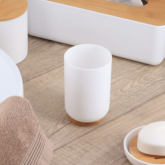 Evideco Bamboo Cup Holder Countertop White Λευκό
