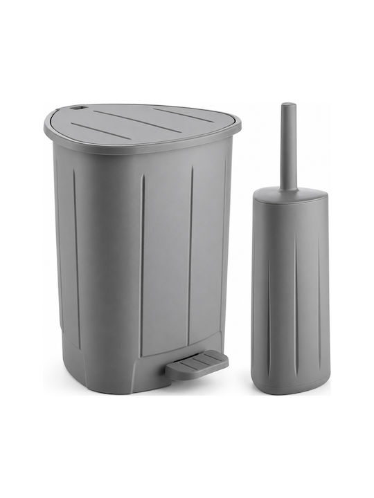 Sidirela E-1028-29-1 Plastic Bathroom Brush and Bin Set 8l Gray