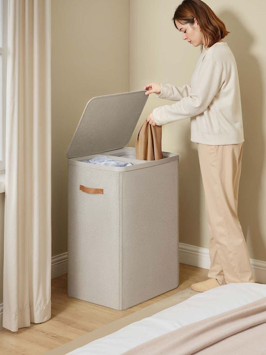 Songmics Fabric Laundry Basket 170lt with Cap 56x40x75cm Brown