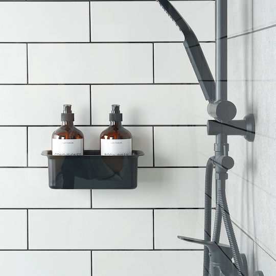 Orion Wall Mounted Bathroom Shelf Glass 23.5x13.8x16cm Black