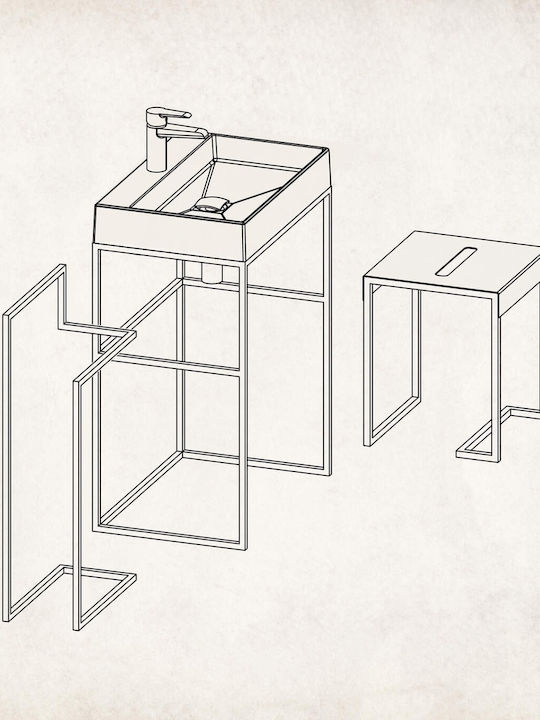 Deante Floor Bathroom Shelf Metallic