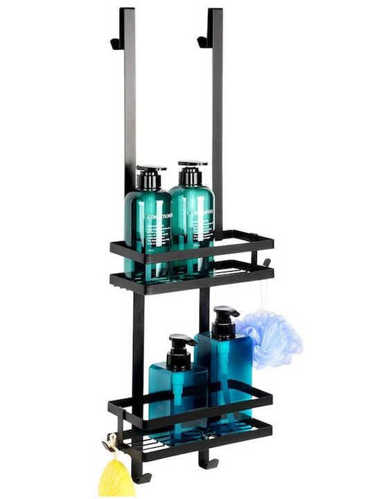 Vilde Wall Mounted Bathroom Shelf Glass 23x10.5x75cm Black