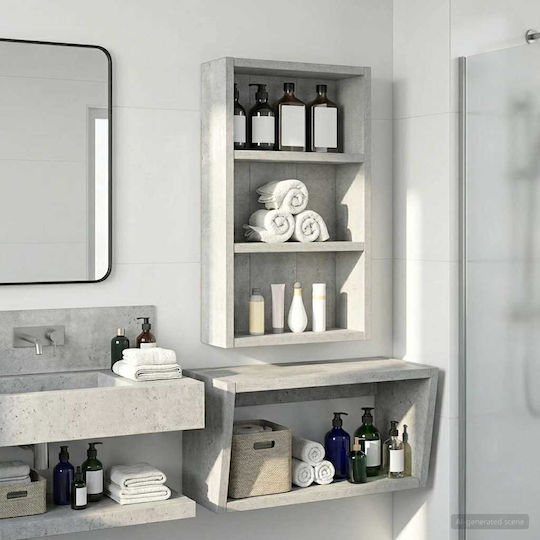 vidaXL Wall Mounted Wooden Bathroom Shelf 30x10x50cm Gray vidaXL Wall Mounted Wooden Bathroom Shelf 30x10x50cm Gray