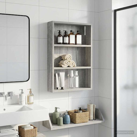 vidaXL Επιτοίχια Ραφιέρα Μπάνιου Ξύλινη 40x10x60.5cm Γκρι vidaXL Επιτοίχια Ραφιέρα Μπάνιου Ξύλινη 40x10x60.5cm Γκρι