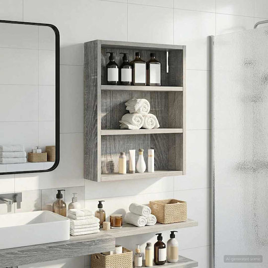 vidaXL Wall Mounted Wooden Bathroom Shelf 40x10x50cm Gray vidaXL Wall Mounted Wooden Bathroom Shelf 40x10x50cm Gray