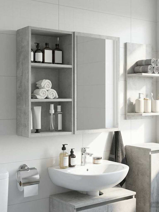 vidaXL Wandmontiertes Badezimmerregal Hölzernes 30x16x62.5cm Grau