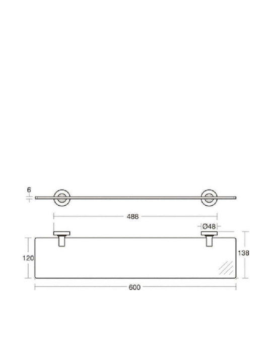 Ideal Standard Iom Επιτοίχια Ραφιέρα Μπάνιου Γυάλινη 52x13.6x4.8cm Μαύρη