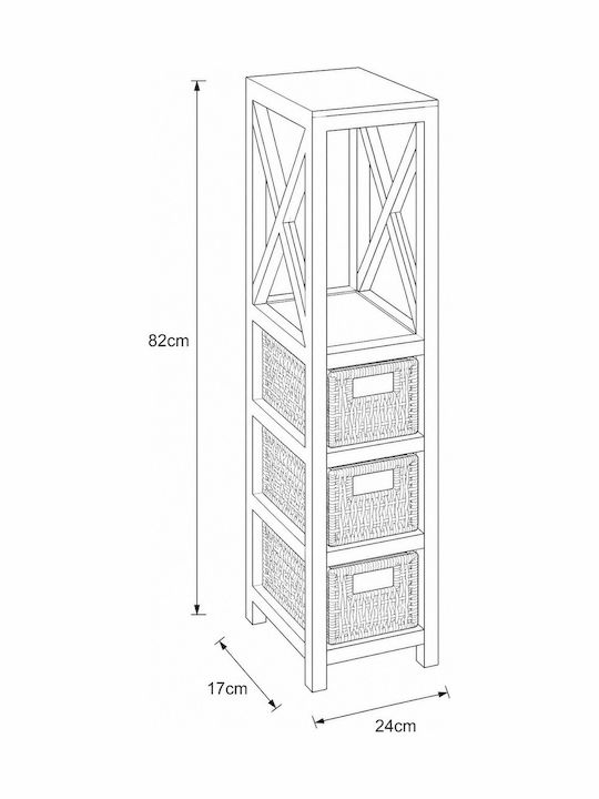 MRShome Floor Bathroom Shelf Wooden 17x24x82cm Gray