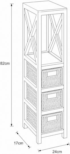 MRShome Floor Bathroom Shelf Wooden 17x24x82cm Black
