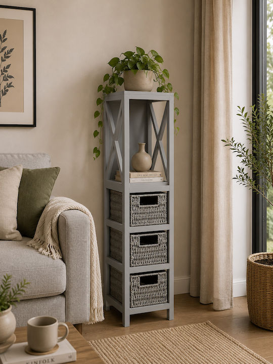 MRShome Επιδαπέδια Ραφιέρα Μπάνιου Ξύλινη 17x24x82cm Γκρι