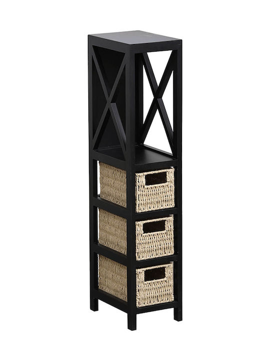 MRShome Floor Bathroom Shelf Wooden 17x24x82cm Black