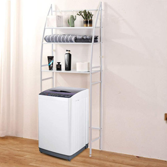 Toilet Rack Подов Рафт за баня Метален с 3 рафта 44x24.5x176см Бял