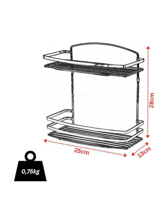 Tekno-Tel 455.BK085/ST An der Wand montiert Badezimmerregal Inox mit 2 Regalen 25x13x28cm