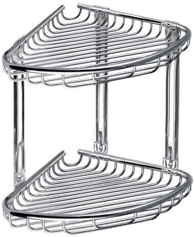 Karag Reti Corner Wall Mounted Bathroom Shelf Metallic 21x21x27cm White
