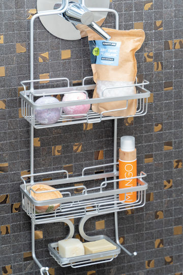 General Trade Wall Mounted Bathroom Shelf Metallic with 2 Shelves 26x13x66cm Silver