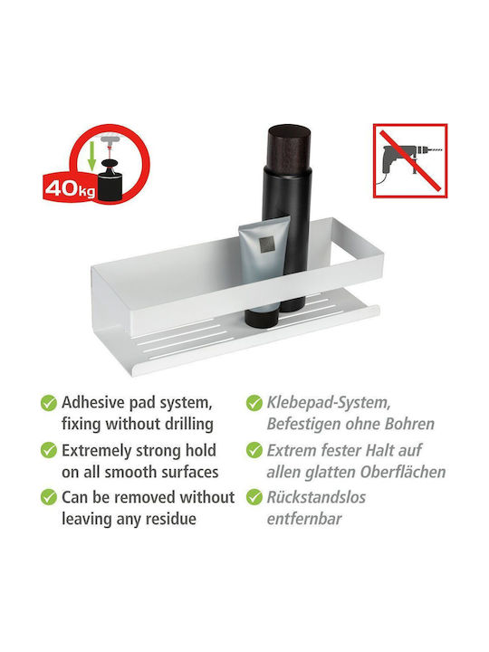 Wenko Wall Mounted Bathroom Shelf Metallic 10.5x8x30cm White