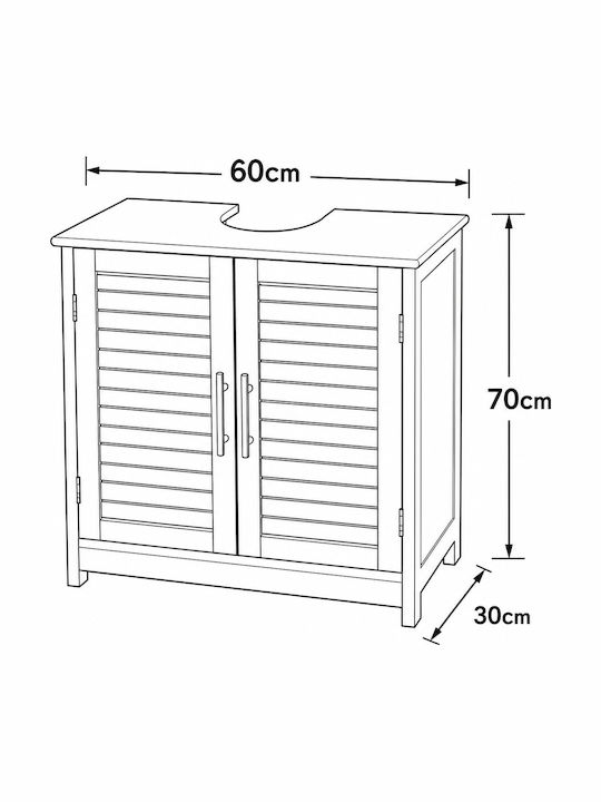 MRShome Επιδαπέδια Ραφιέρα Μπάνιου Ξύλινη 60x30x70cm Λευκή