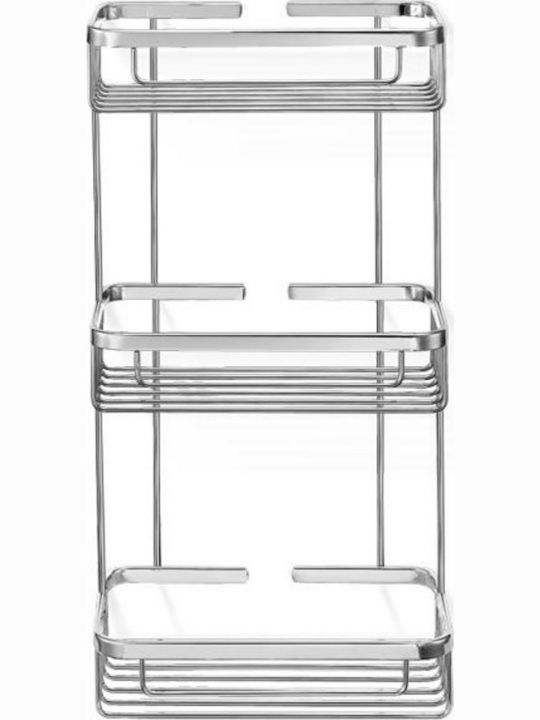 Sanco A3-005 00005-A03 Montat pe perete Raft Baie Inox cu 3 Rafturi 26.5x12.5x51cm Argintie
