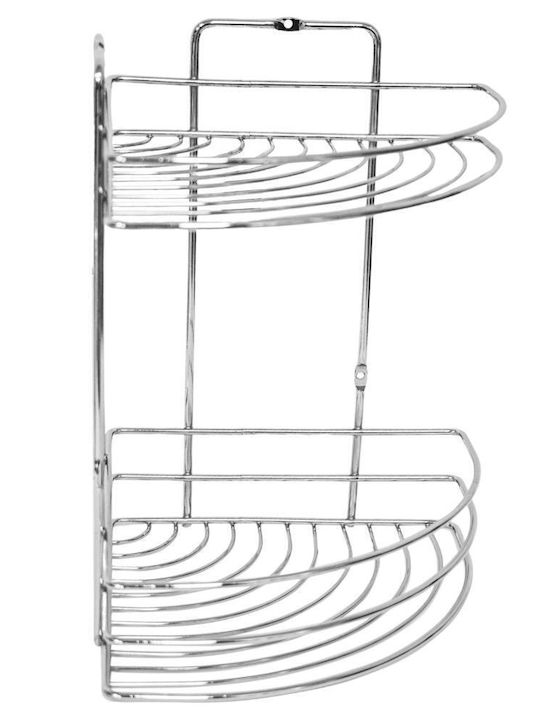 Tekno-Tel 455.BK022 Corner Wall Mounted Bathroom Shelf Inox with 2 Shelves 27x19x28cm Silver