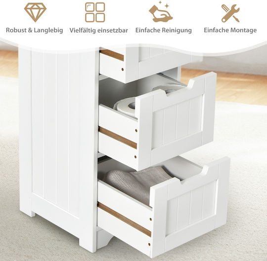 Costway Επιδαπέδια Ραφιέρα Μπάνιου Ξύλινη 30x30x83cm Λευκή