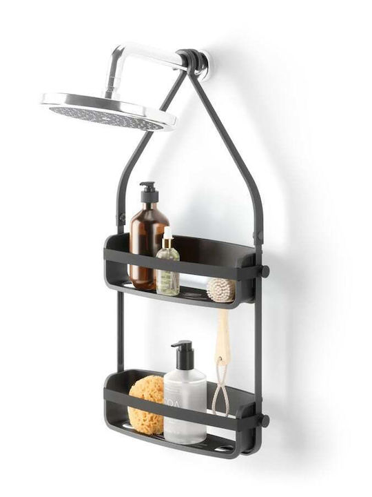 Umbra Flex Επιτοίχια Ραφιέρα Μπάνιου Πλαστική 33x10x66cm Μαύρη