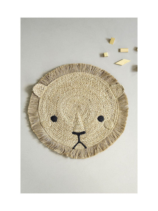Nima Lion King Natural Παιδικό Χαλί Μπεζ Στρογγυλό με Διάμετρο 60cm