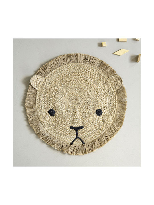 Nima Lion King Natural Παιδικό Χαλί Μπεζ Στρογγυλό με Διάμετρο 60cm