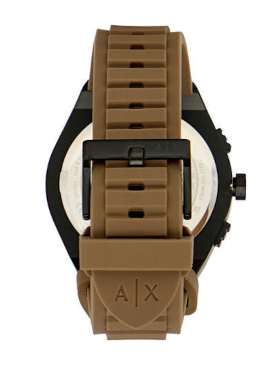 Armani Exchange Herrenuhr 44mm Batterie mit Braun Gummi Armband
