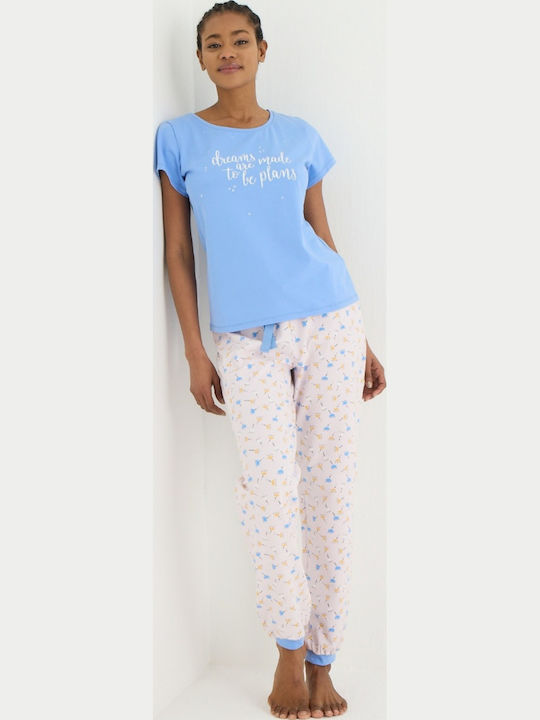 Set De Pijamale Dama De Vară Albastru Ip8597