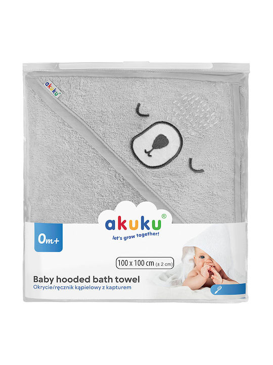 Akuku Baby Hooded Towel Gray 100x100cm