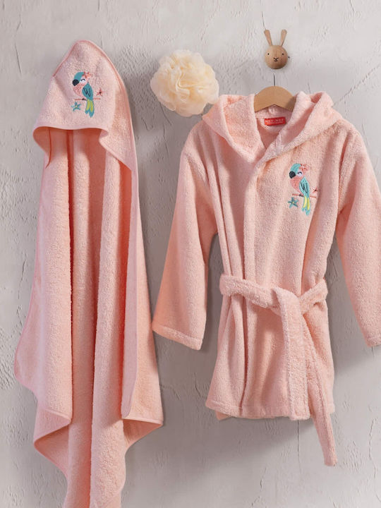 Nef-Nef Homeware Βρεφική Κάπα-Μπουρνούζι με Κουκούλα Paradise Bird Pink 75x75εκ.