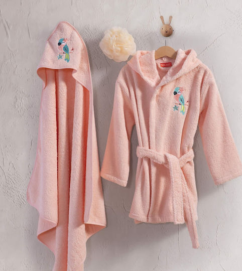 Nef-Nef Homeware Βρεφική Κάπα-Μπουρνούζι με Κουκούλα Paradise Bird Pink 75x75εκ.
