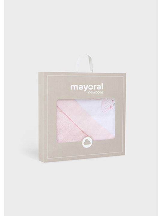 Mayoral Baby Bath Towel-Bathrobe Hooded Pink 85x85cm