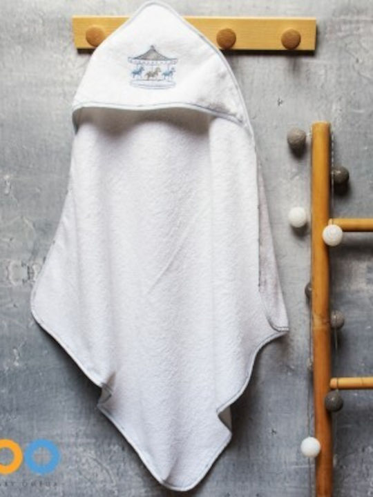 abo Hooded Baby Bath Towel Carousel Blue