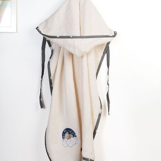 Dimcol Βρεφική Κάπα-Μπουρνούζι με Κουκούλα Bear Ecru-grey 75x85εκ.