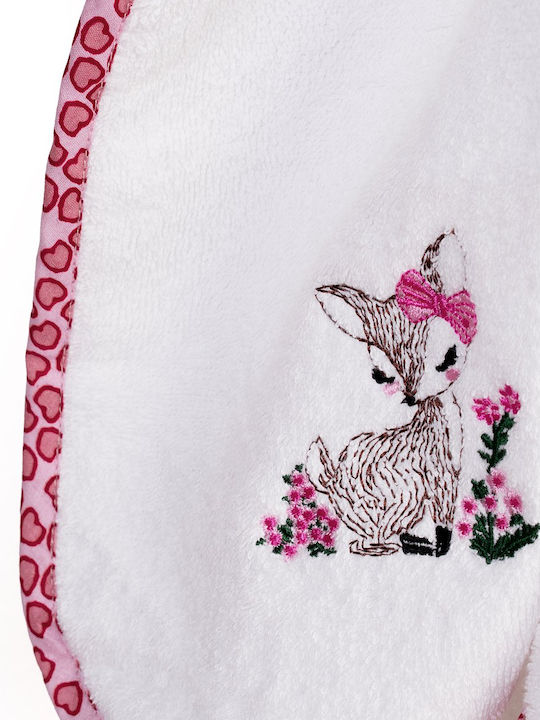 Dimcol Βρεφική Κάπα-Μπουρνούζι με Κουκούλα Deer White-pink 75x85εκ.