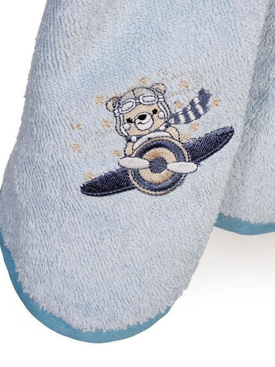 Dimcol Baby Bath Towel Hooded Aviator Sky Blue 75x85cm