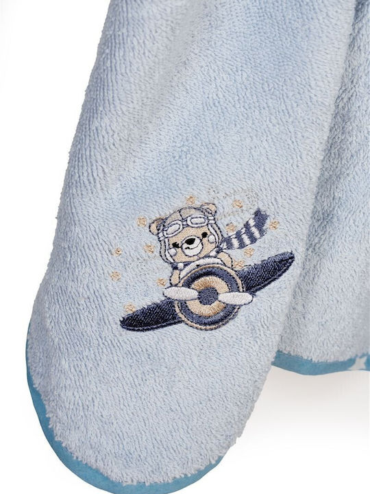 Dimcol Baby Bath Towel Hooded Aviator Sky Blue 75x85cm