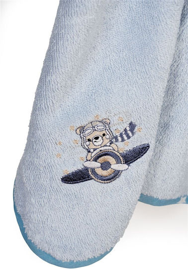 Dimcol Baby-Badetuch mit Kapuze Aviator Himmelblau 75x85cm